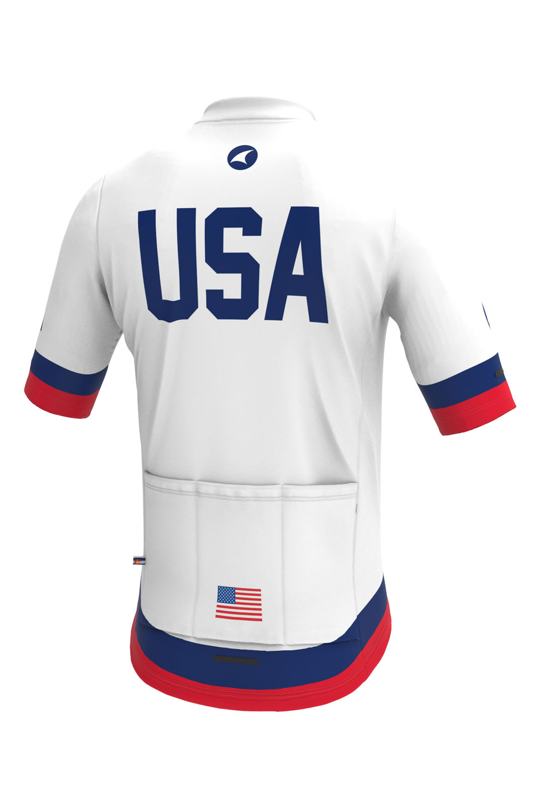 Men's White USA Bike Jersey - Back View