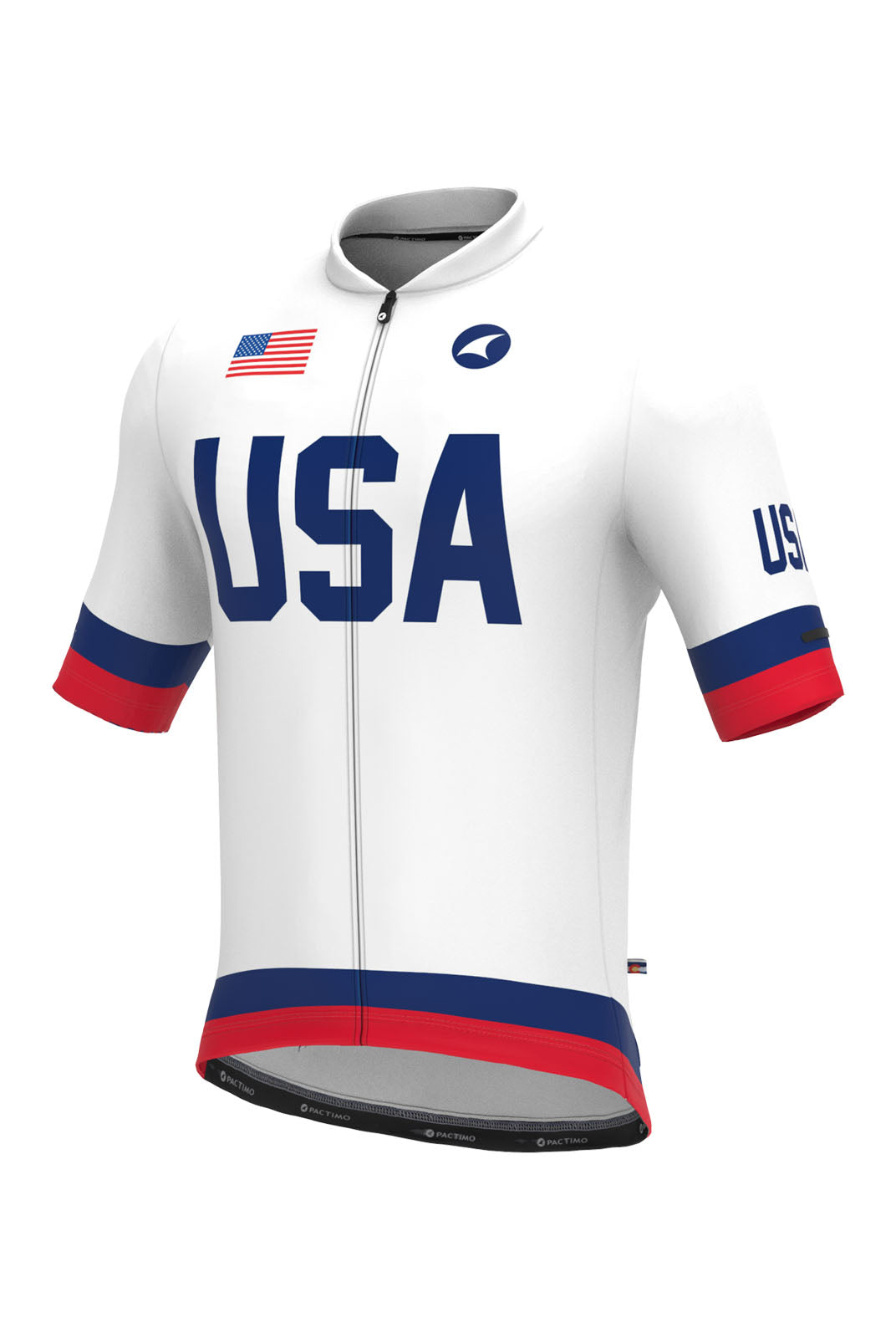 Men's White USA Bike Jersey - Front View