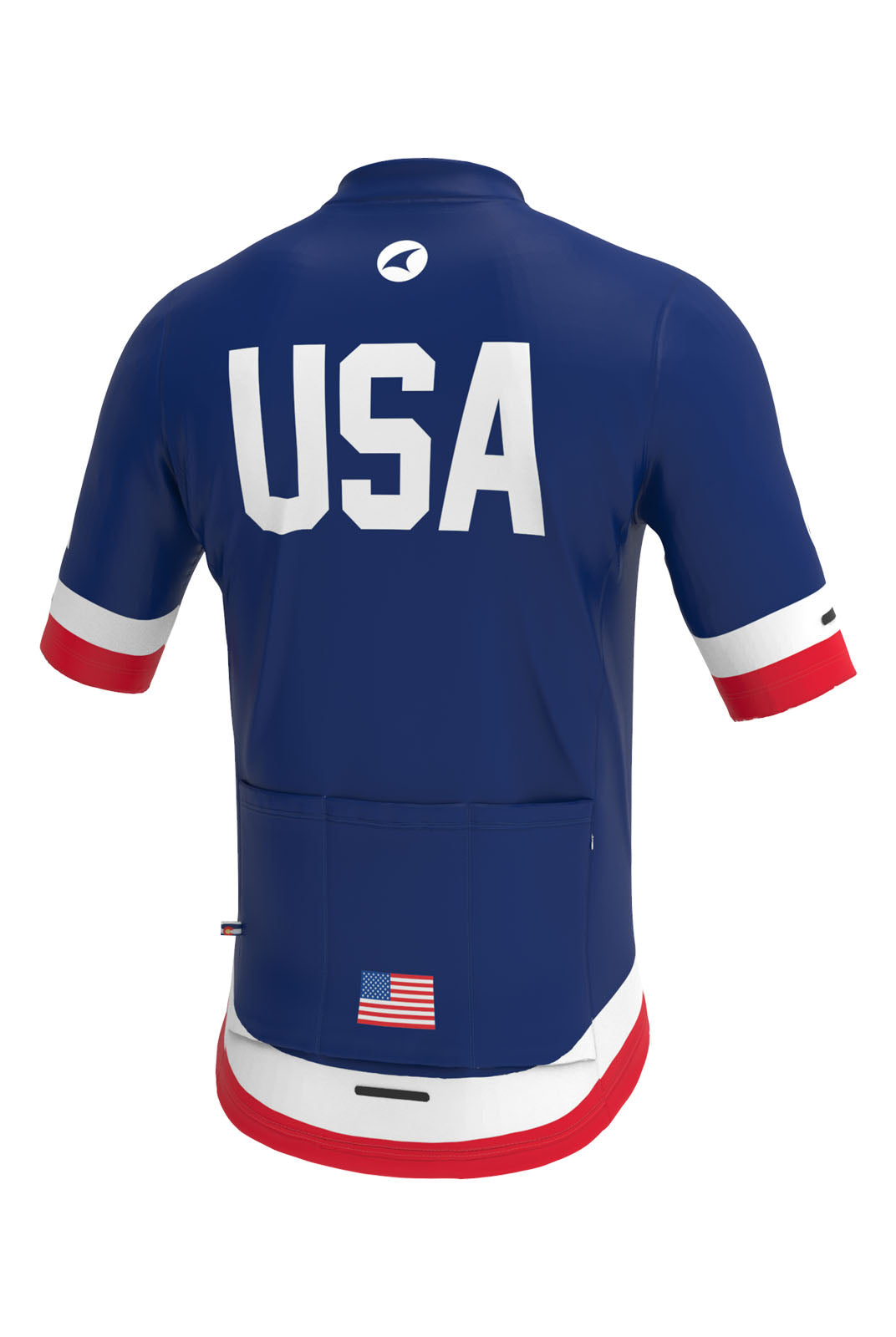 Men's Navy Blue USA Bike Jersey - Back View