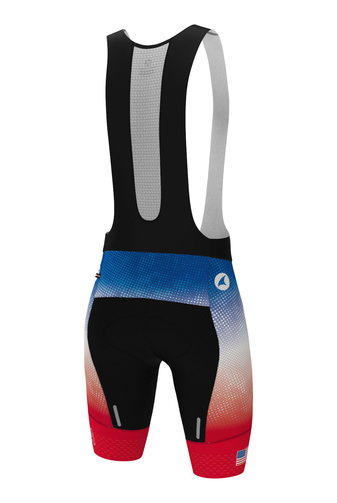 Men's Long Length USA Rocket Pop Cycling Bibs - Back View