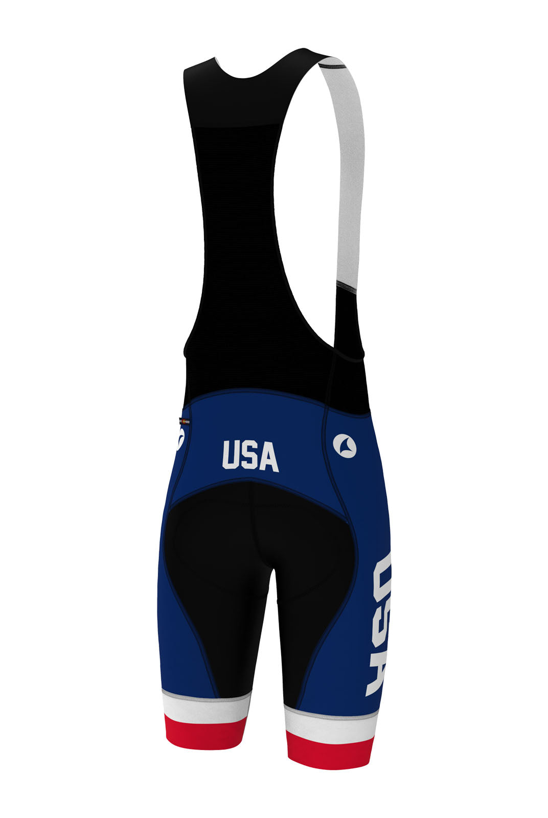 Men's Navy Blue USA Long-Length Cycling Bibs - Back View