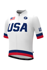 Women's White USA Cycling Jersey - Ascent Aero Front View