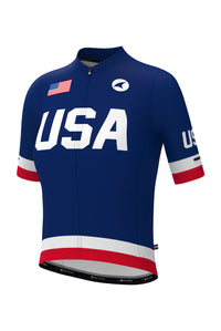 Women's Navy Blue USA Cycling Jersey - Ascent Aero Front View