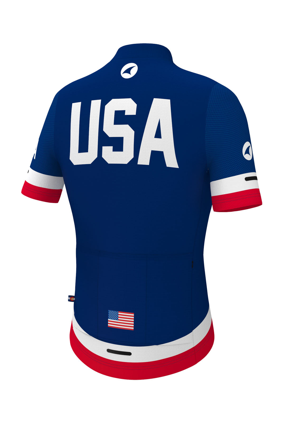 Women's Navy Blue USA Bike Jersey - Back View