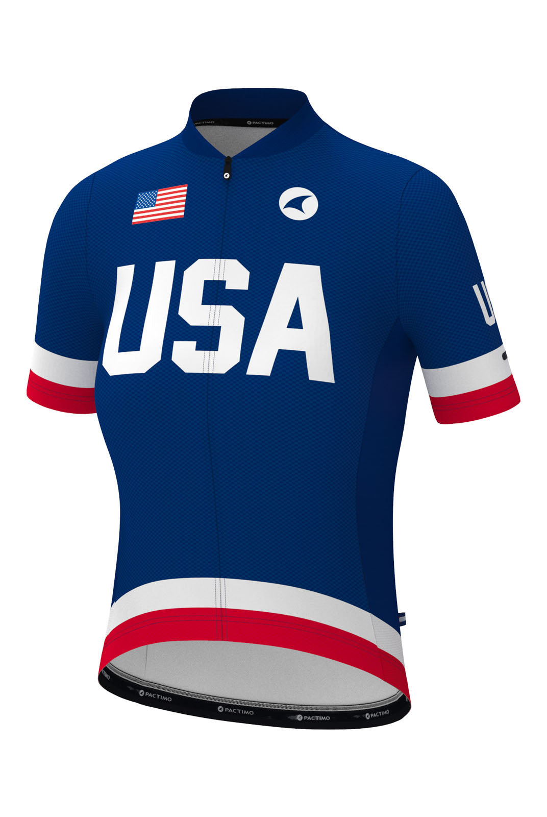 Women's Navy Blue USA Bike Jersey - Front View