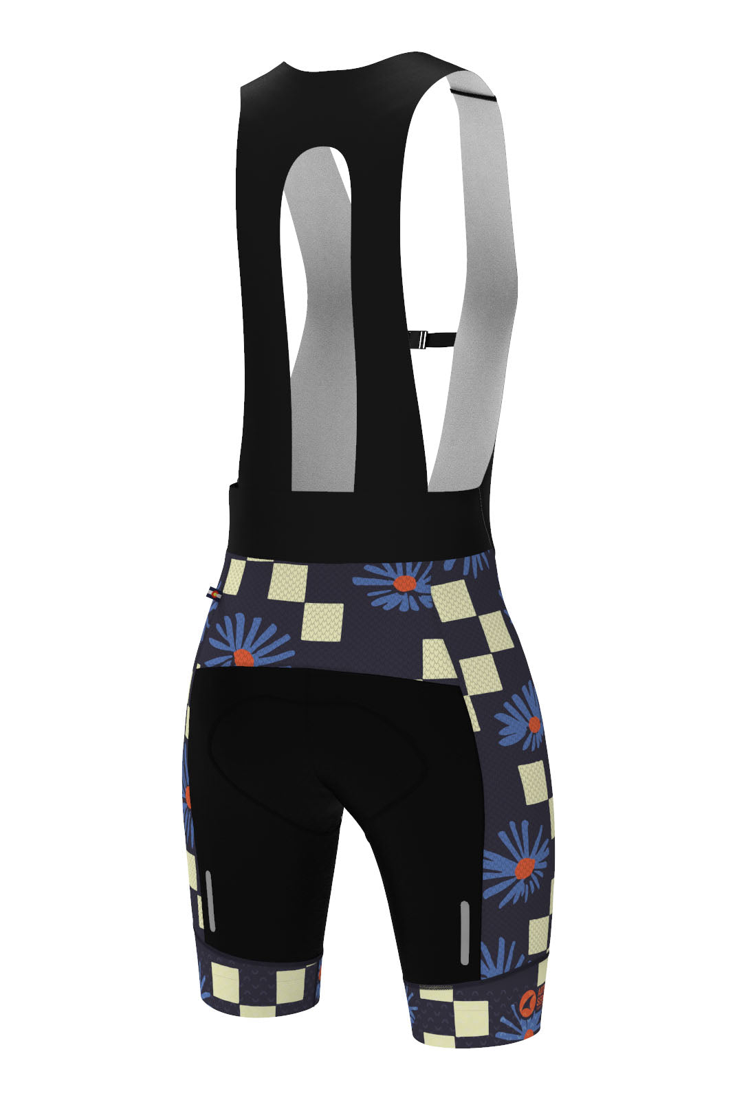 Women's Unique Cycling Bibs - Aster Checks Navy Back View