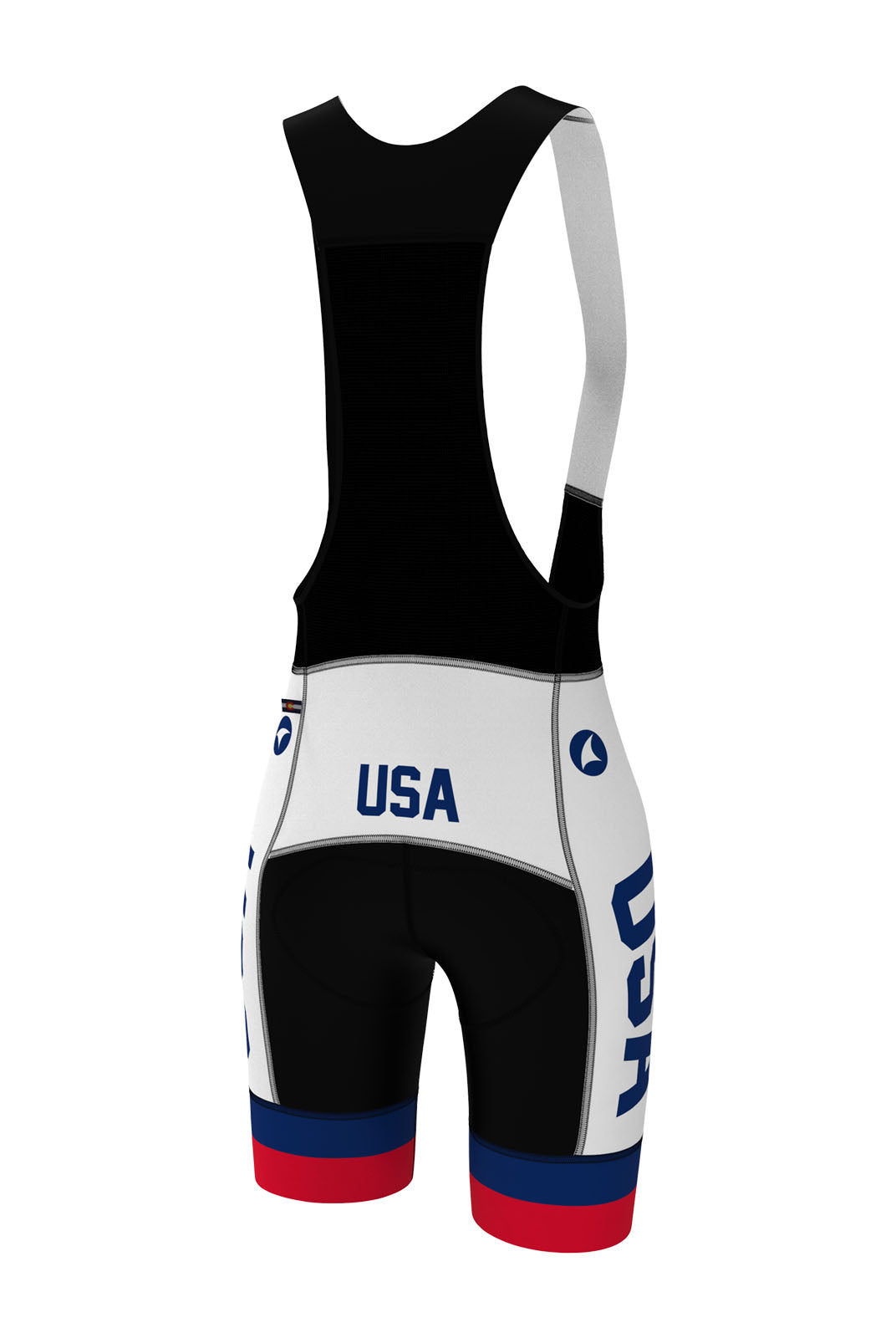 Women's USA White Cycling Bib - Back View