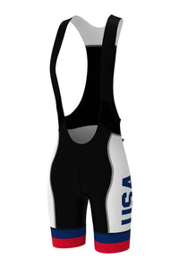 Women's USA White Cycling Bib - Front View