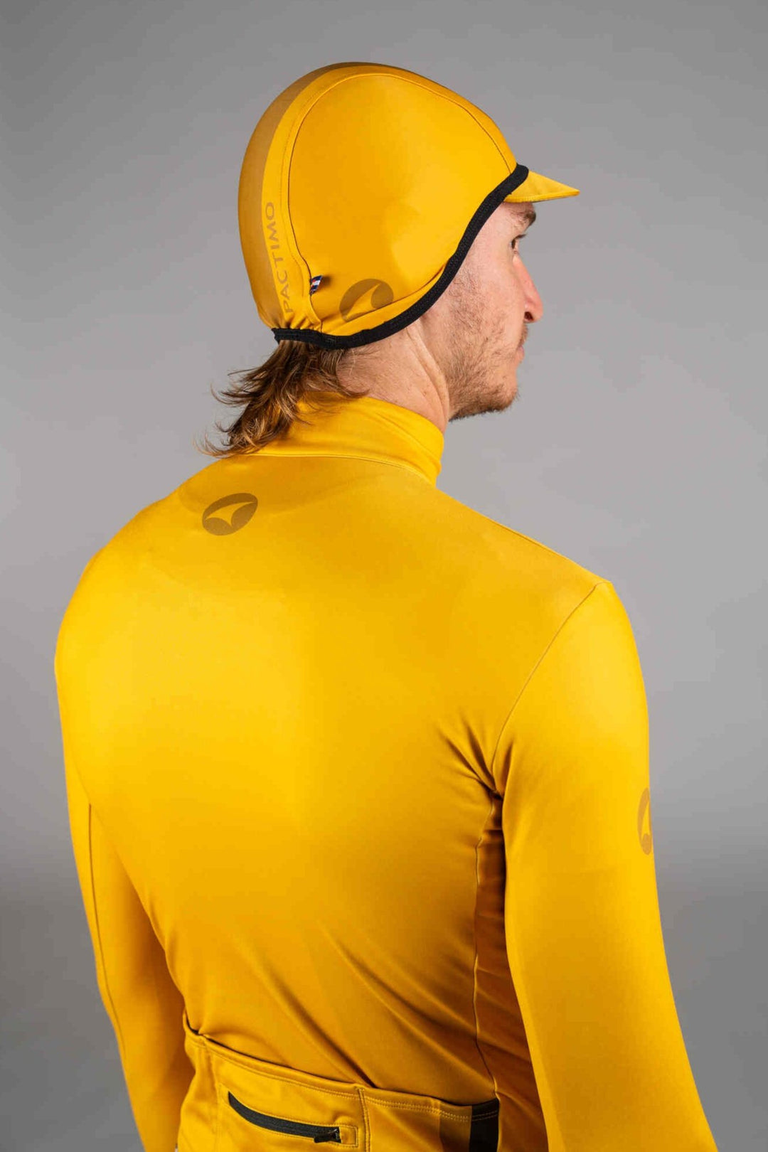 Golden Yellow Alpine Thermal Cycling Cap - Back View