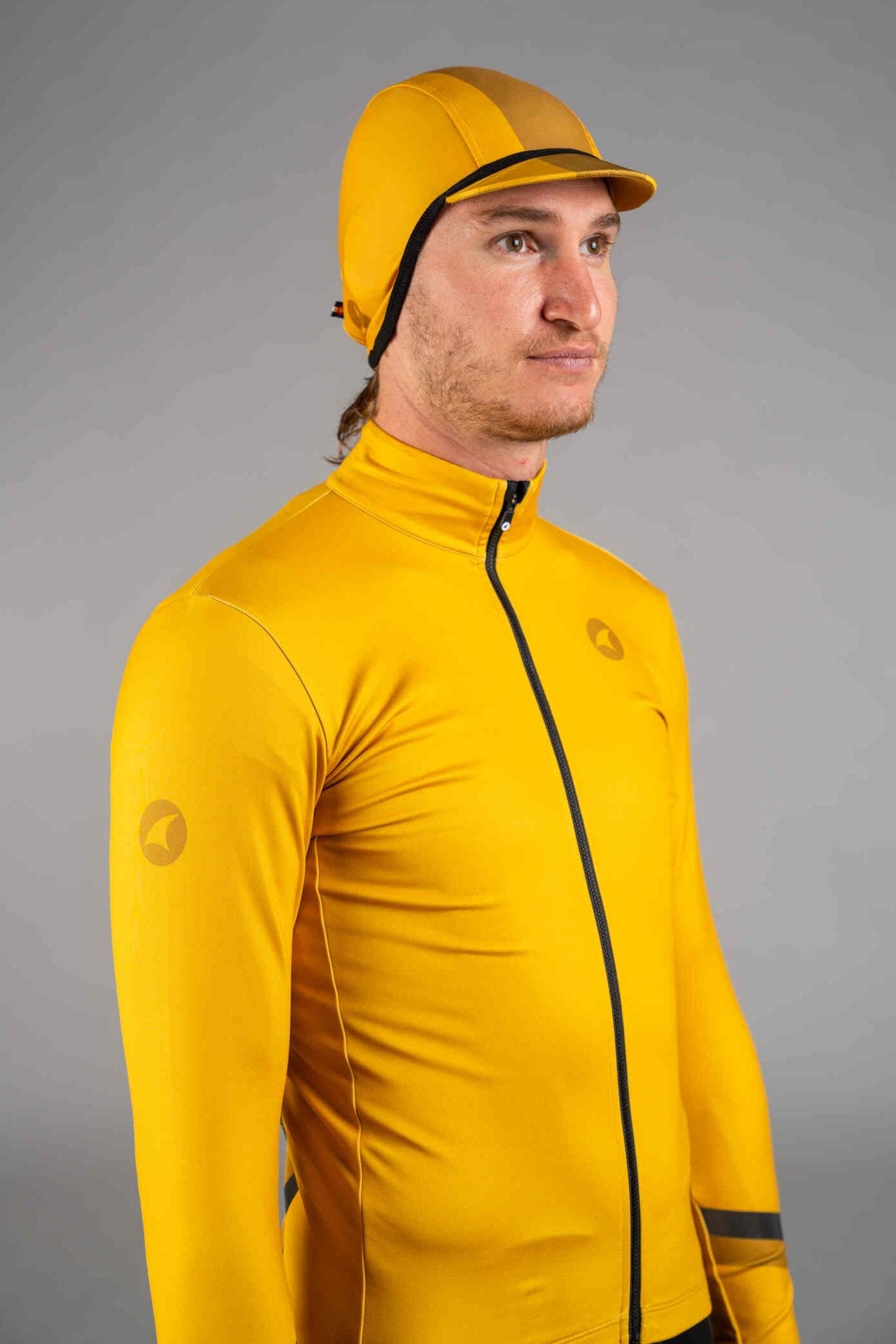 Golden Yellow Alpine Thermal Cycling Cap - Front View