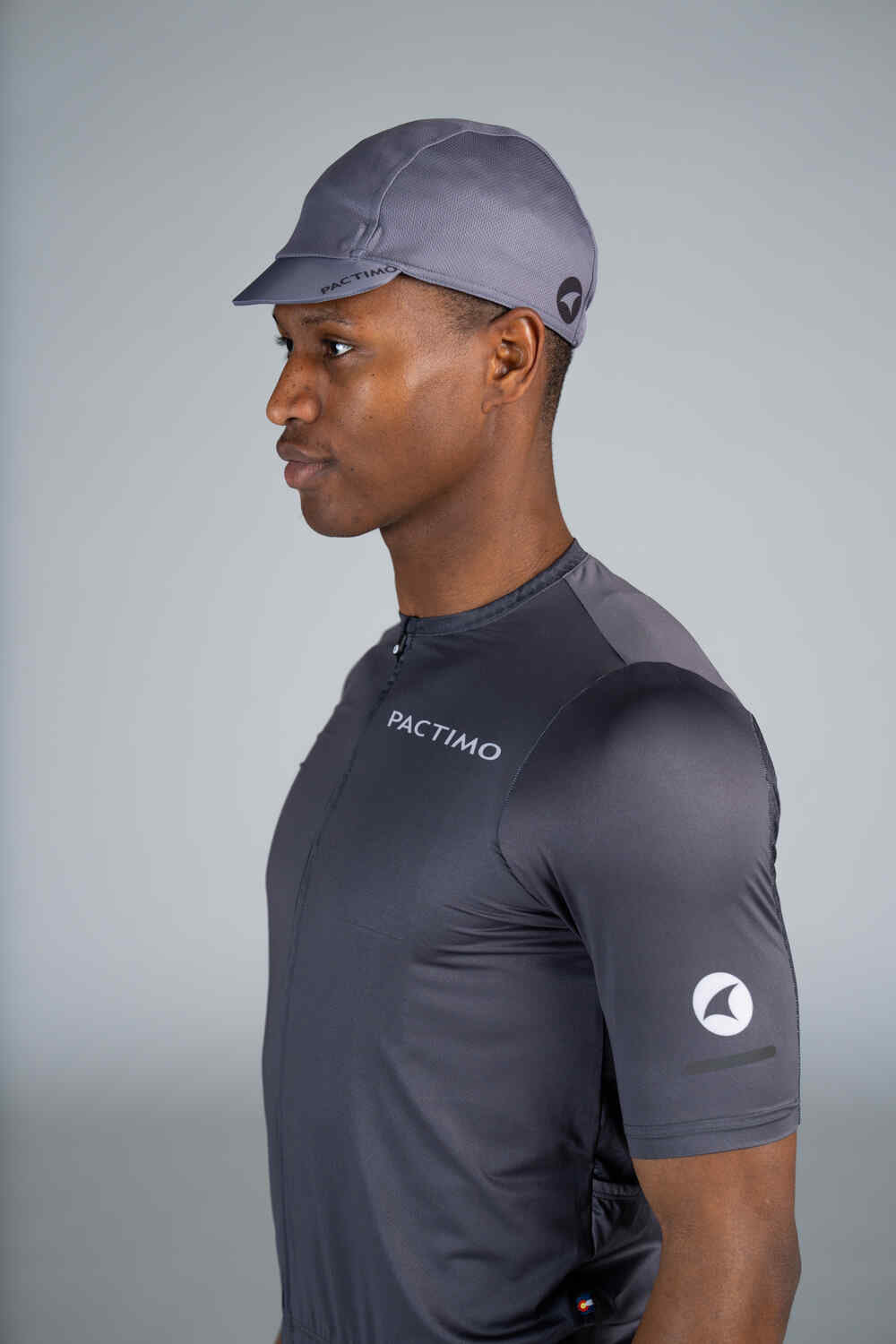 Gray Cycling Cap - Side View