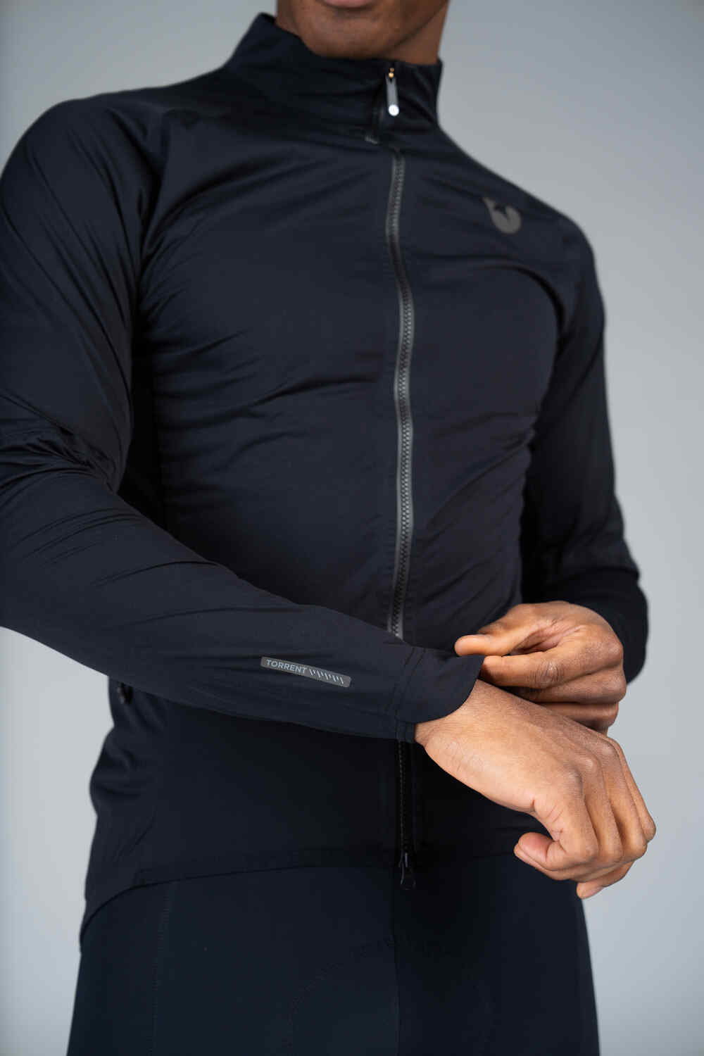 Men's Black Waterproof Cycling Rain Jacket - Logo