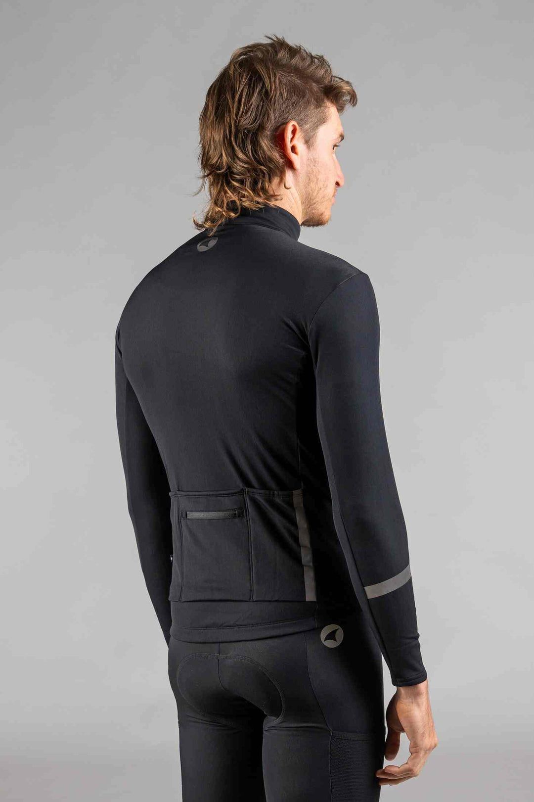 Men's Black Alpine Thermal Cycling Jersey - Back View