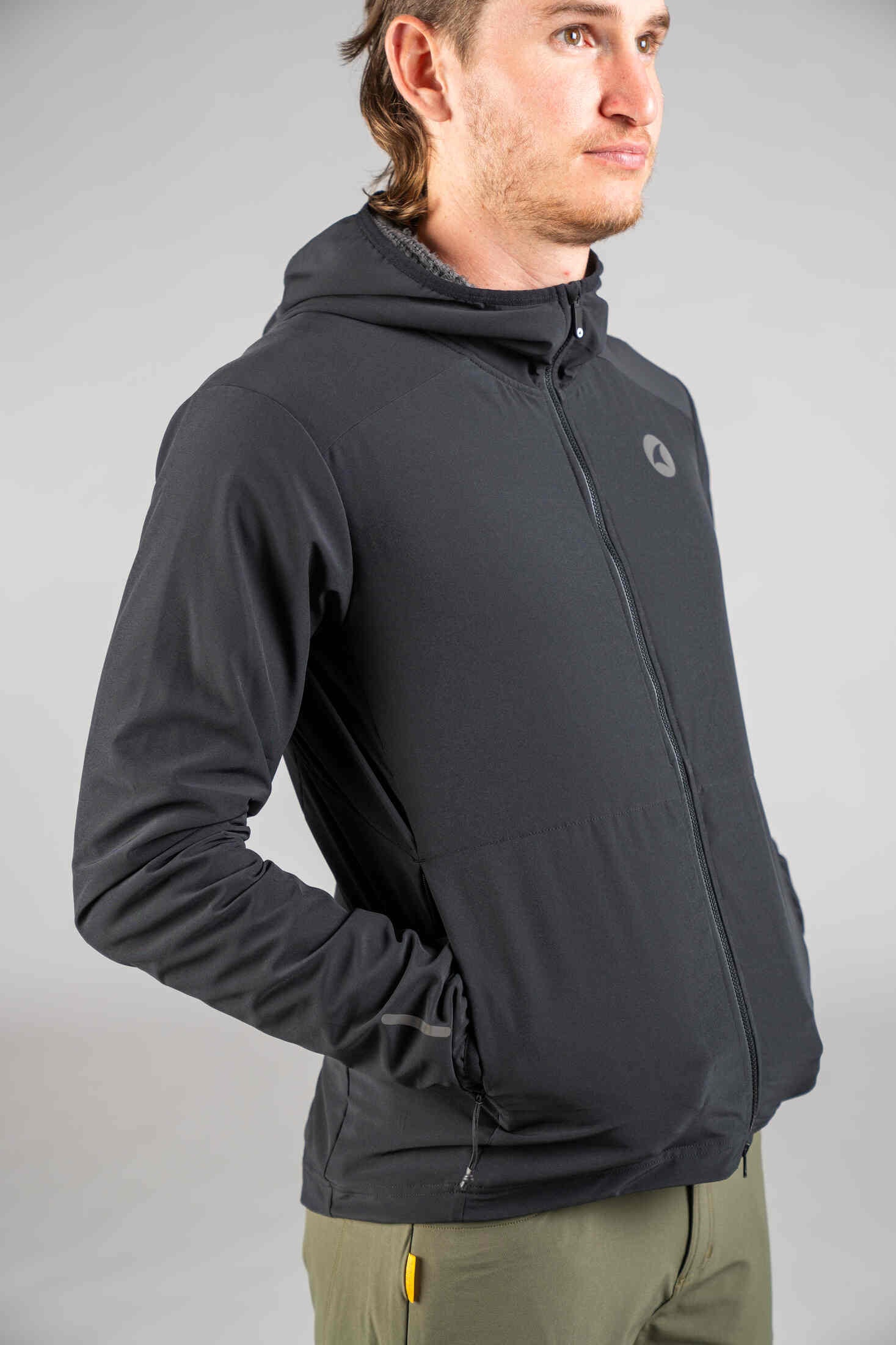 Men's Black Insulated Cycling Jacket - Front Pockets