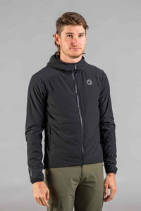 Men's Black Insulated Cycling Jacket - Front View