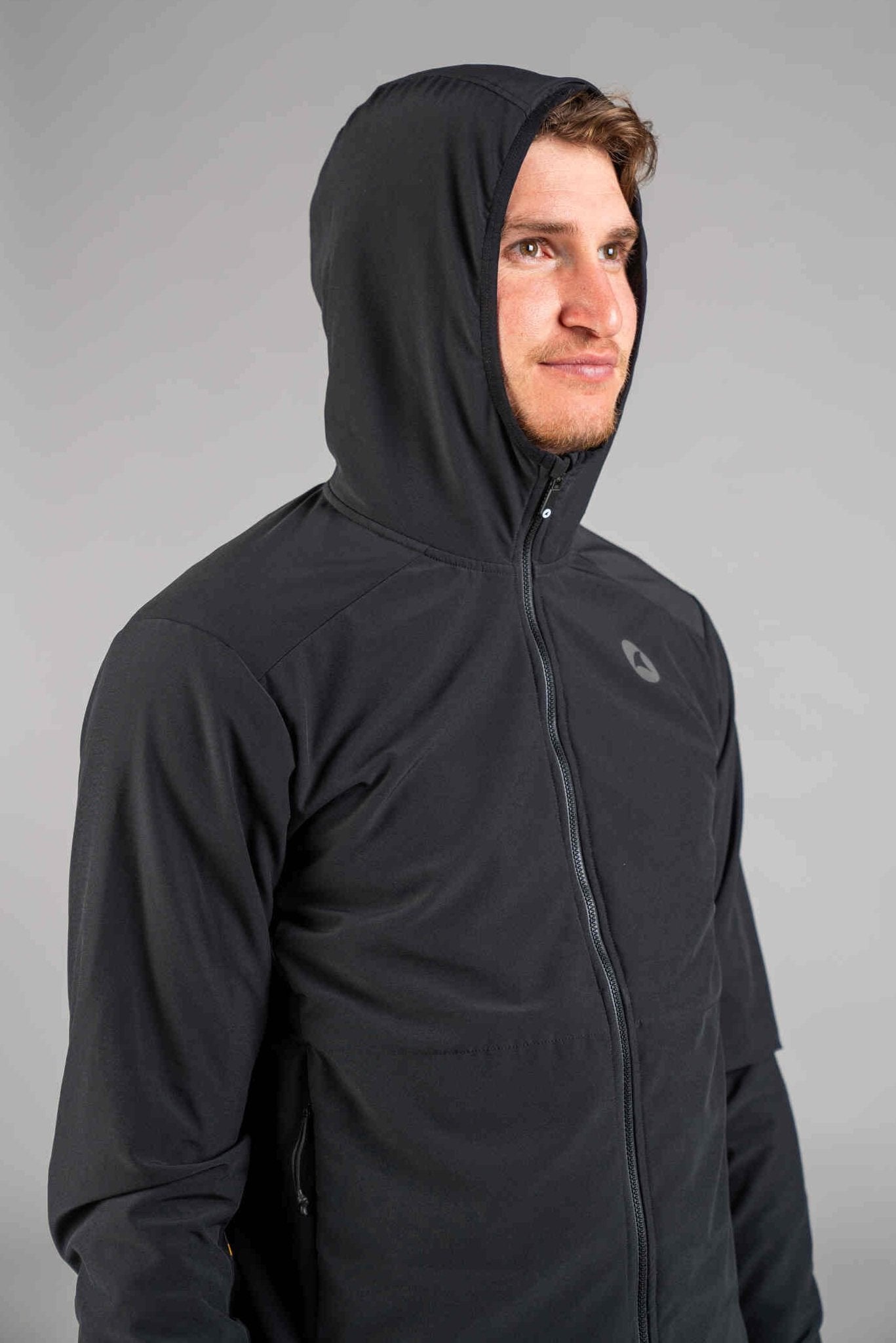 Men's Black Insulated Cycling Jacket - Hood