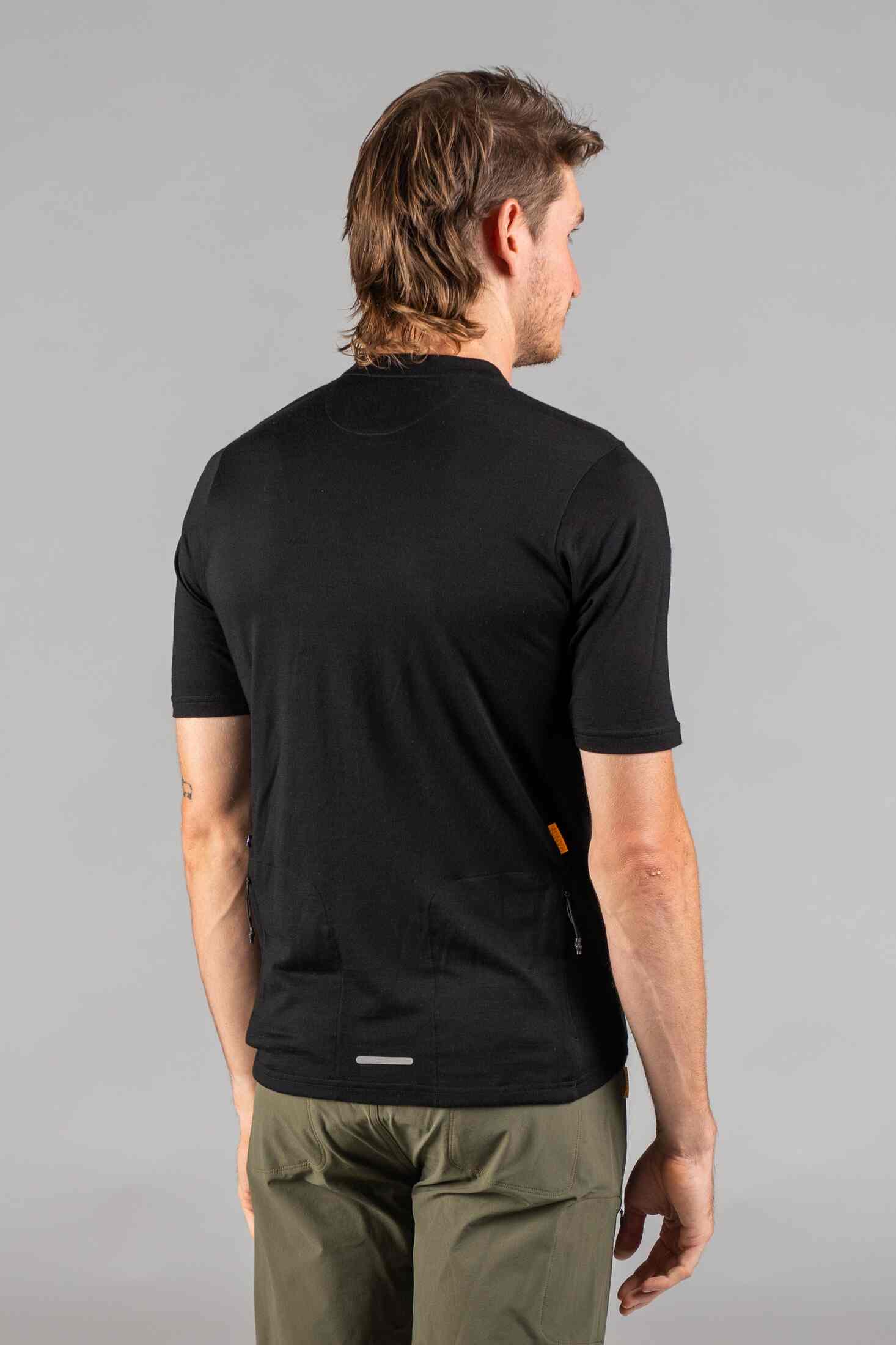 Men's Black Merino MTB Tee - Back View