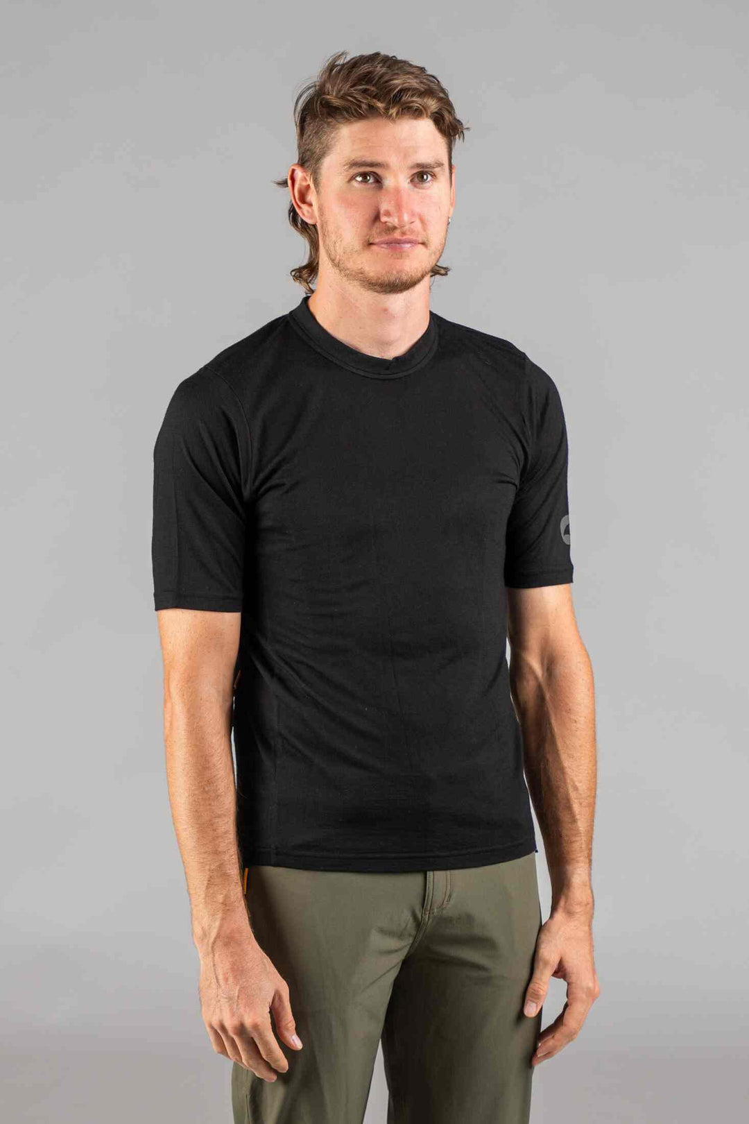 Men's Black Merino MTB Tee - Front View