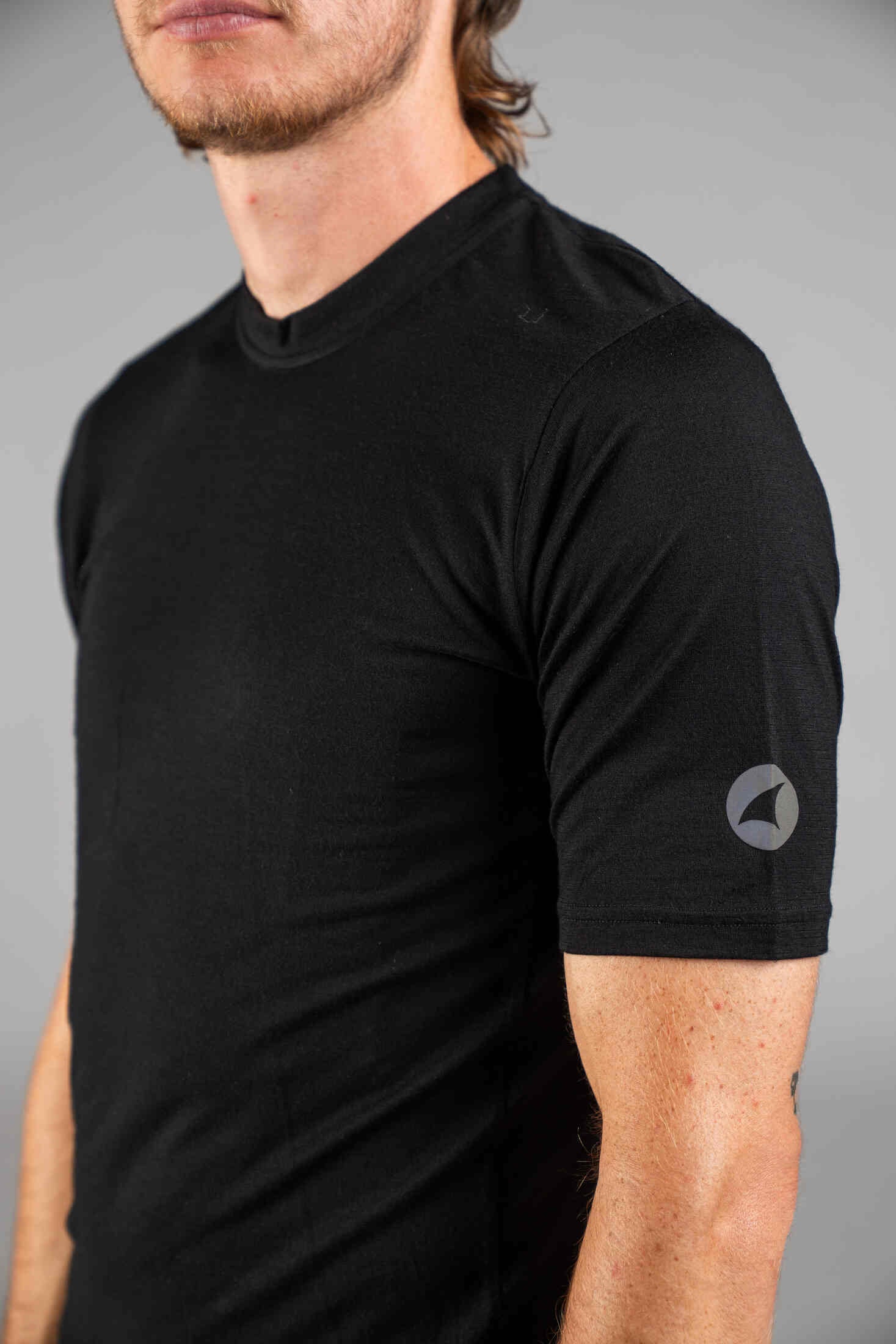 Men's Black Merino MTB Tee - Sleeve Detail