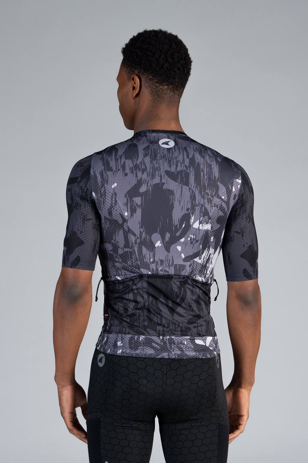 Men's Black Mesh Gravel Cycling Jersey - Back View