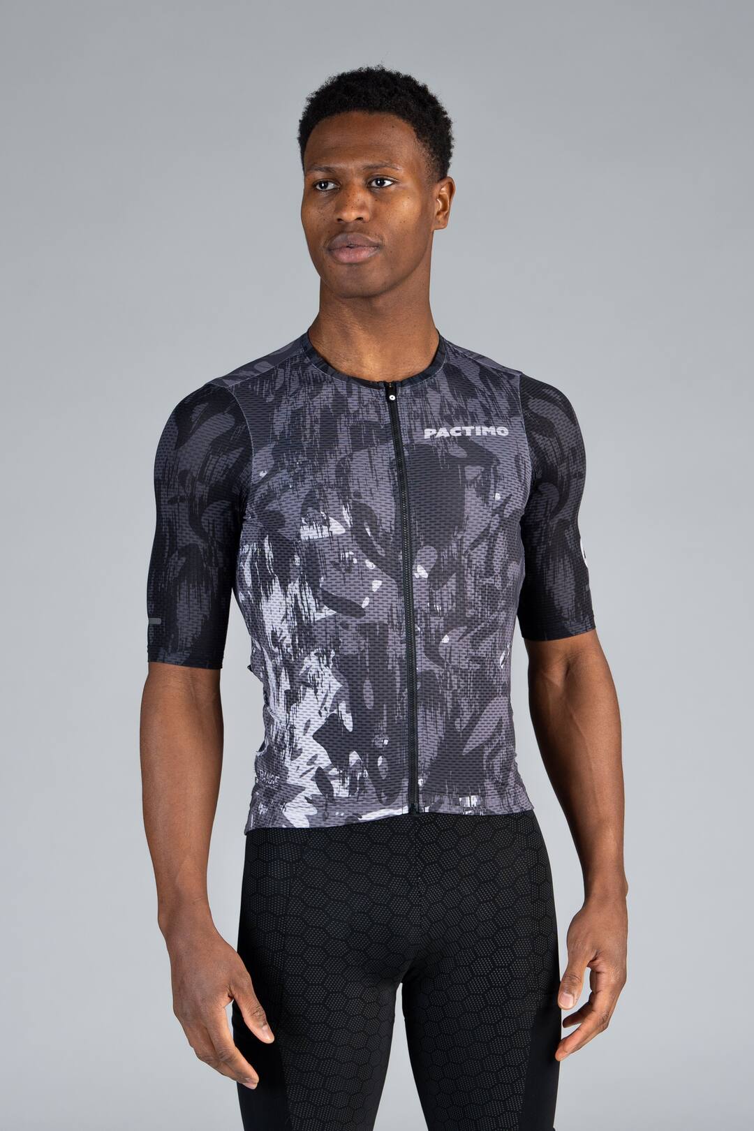 Men's Black Mesh Gravel Cycling Jersey - Front View