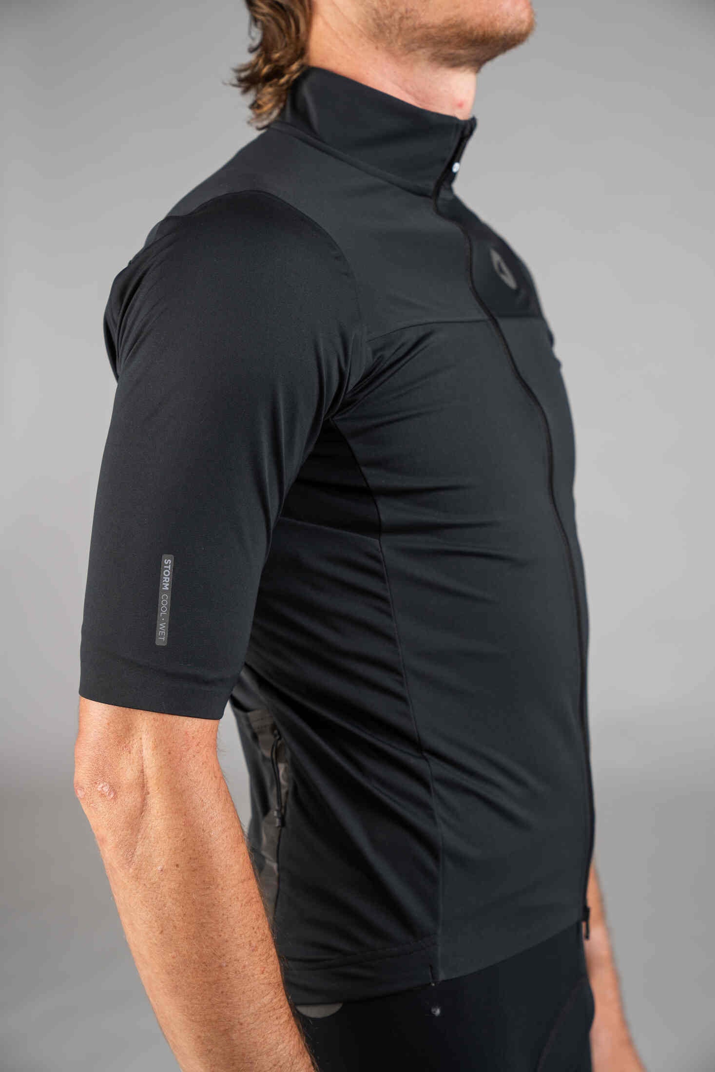 Men's Black Water-Resistant Short Sleeve Cycling Jacket - Sleeve