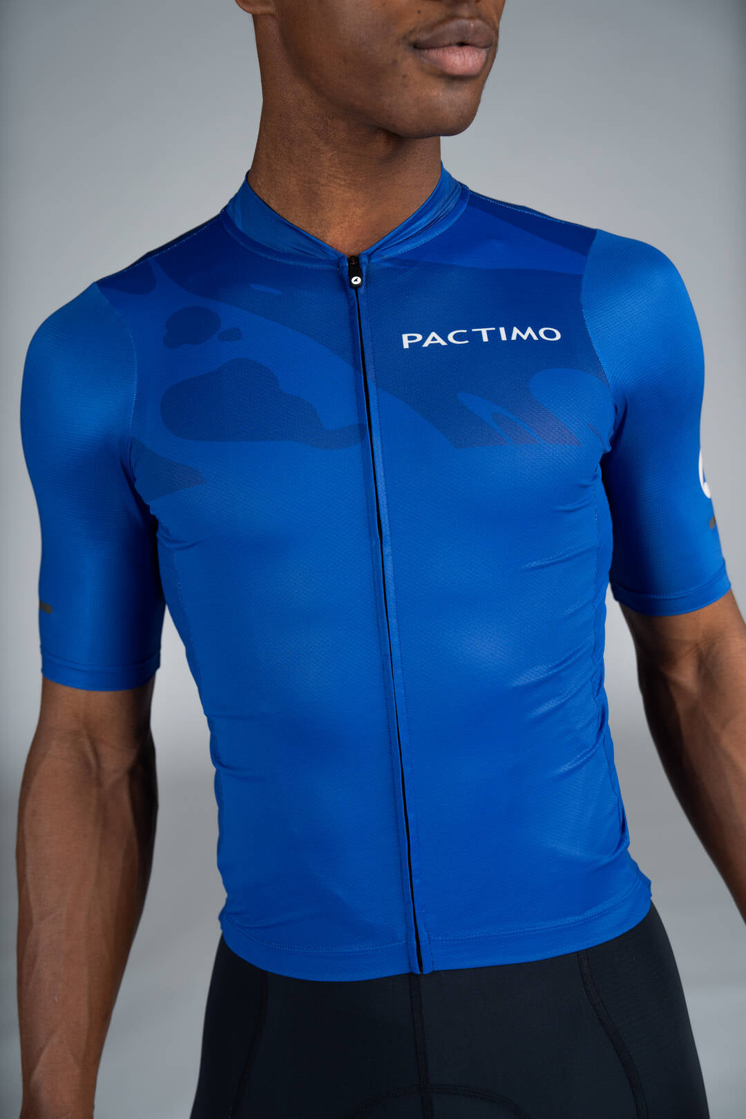 Men's Blue Ascent Aero Cycling Jersey - Front Close-Up