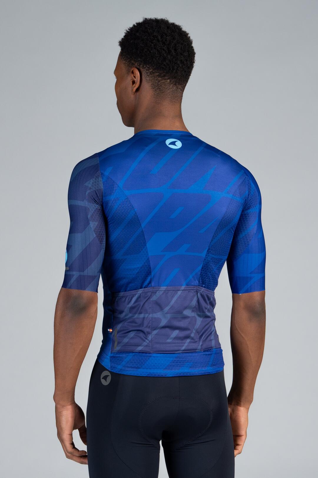 Men's Blue Flyte Cycling Jersey - Back View