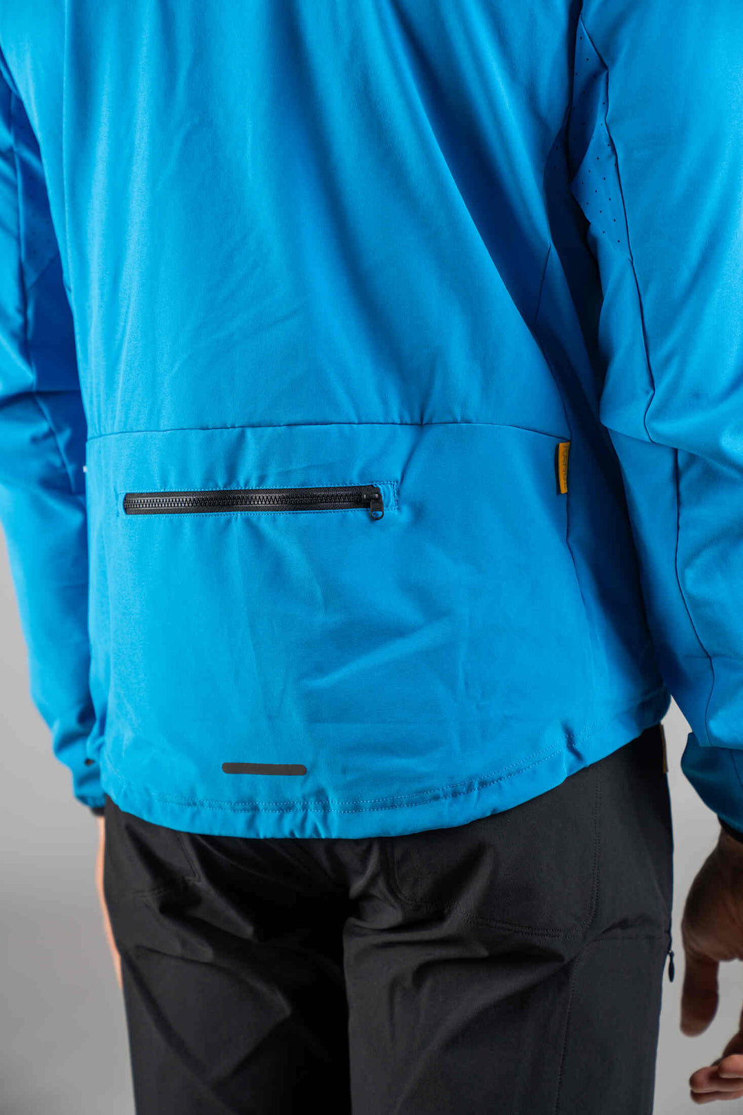 Men's Blue Insulated Cycling Jacket - Back Pocket