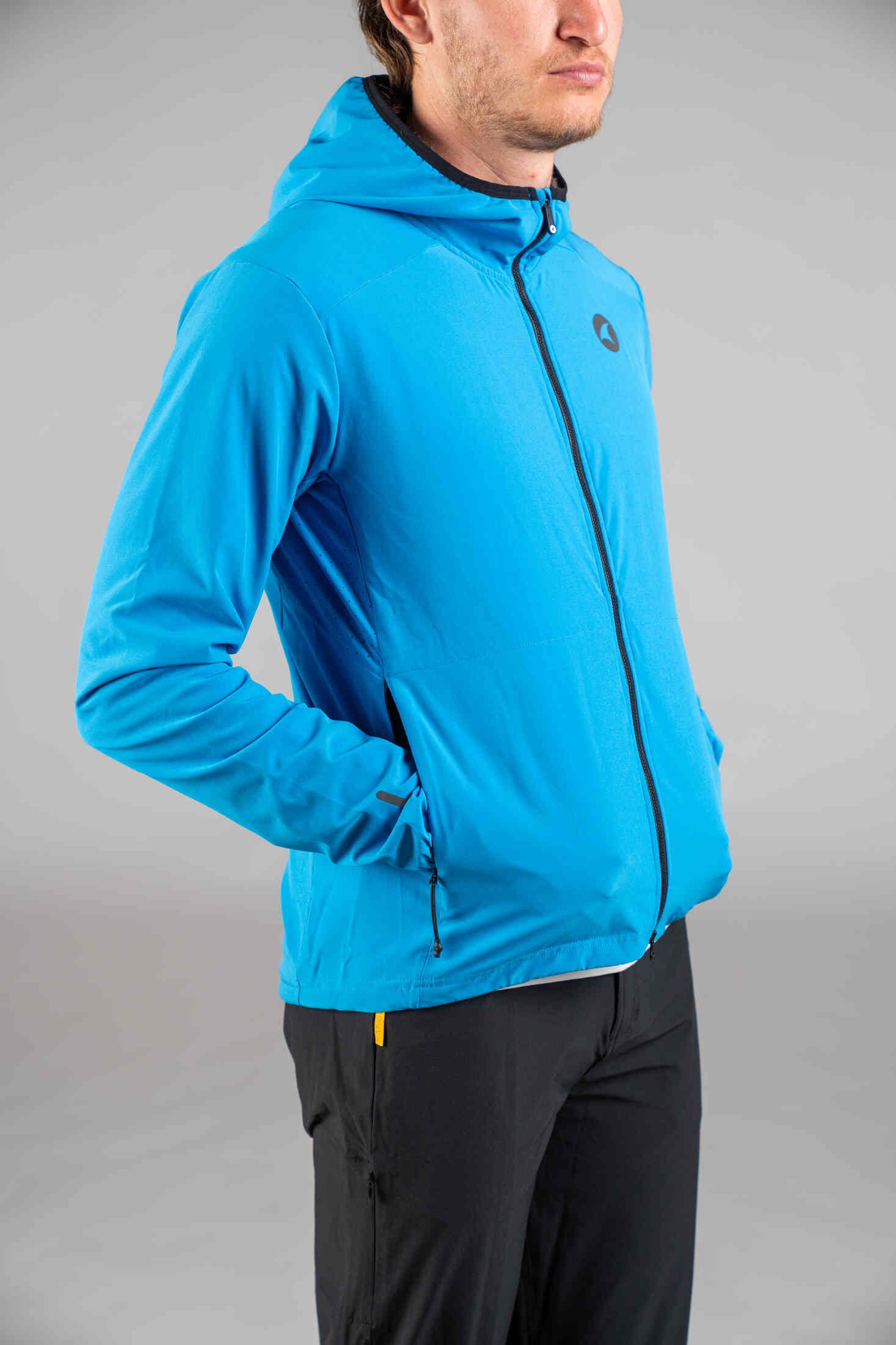 Men's Blue Insulated Cycling Jacket - Front Pockets