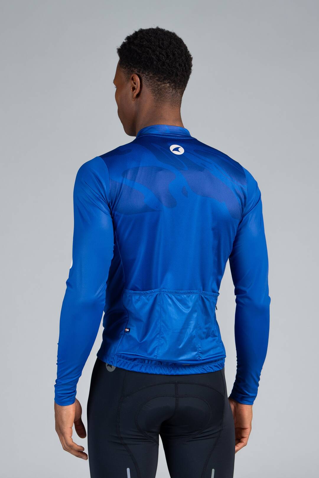 Men's Blue Long Sleeve Bike Jersey - Back View