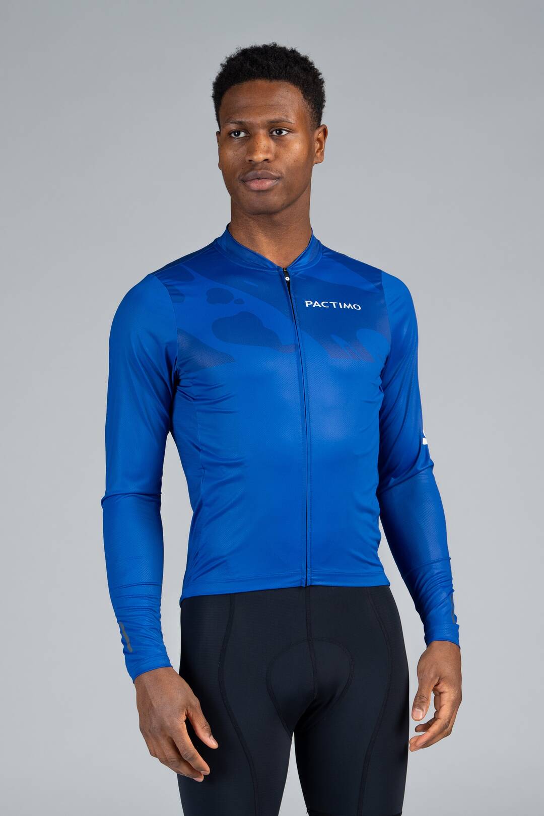 Men's Blue Long Sleeve Bike Jersey - Front View