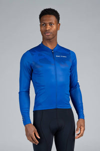 Men's Blue Long Sleeve Bike Jersey - Front View