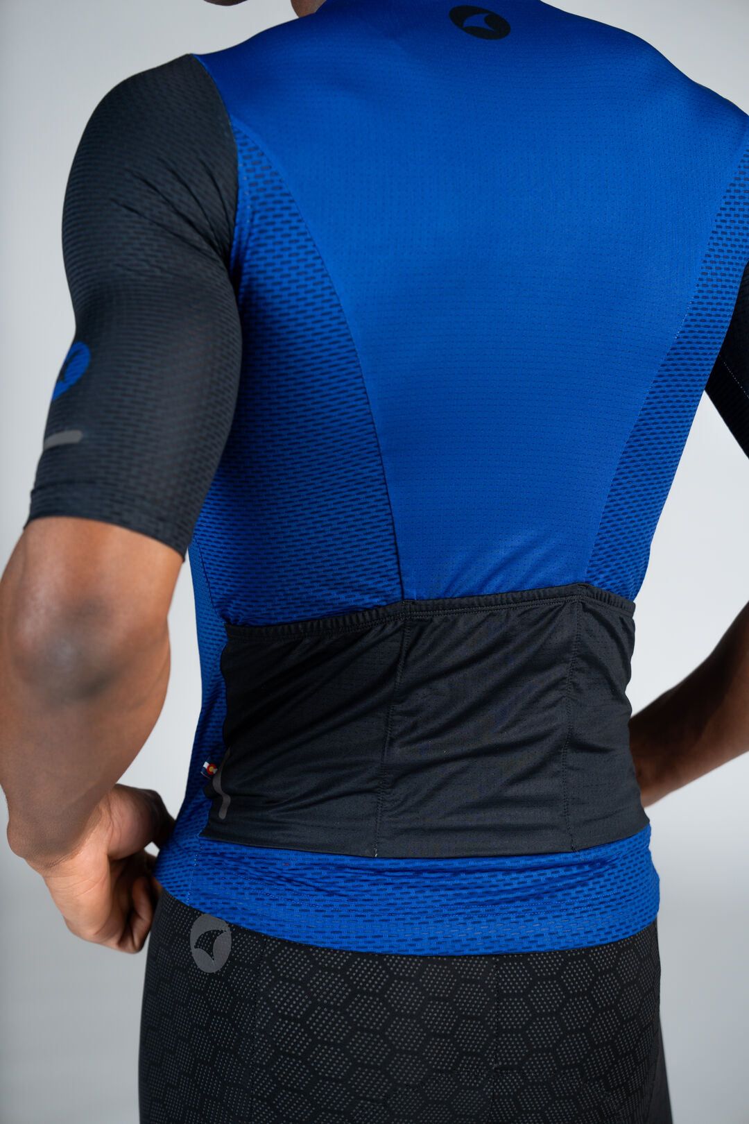 Men's Blue Mesh Cycling Jersey - Back Close-Up