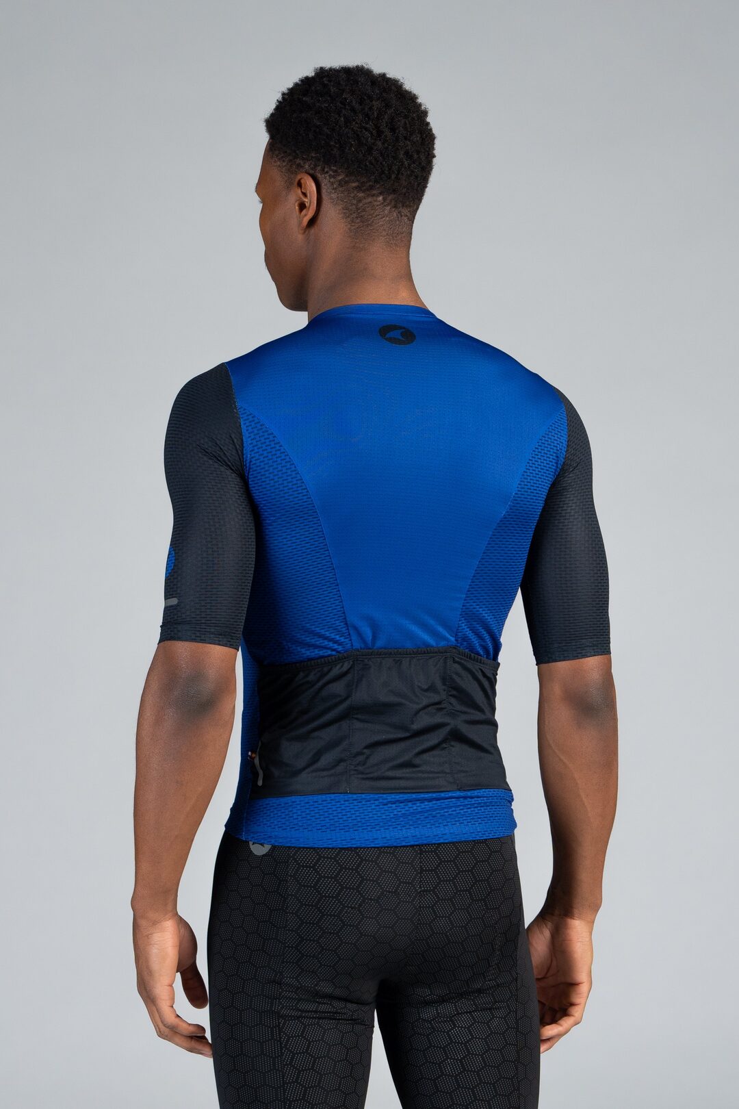 Men's Blue Mesh Cycling Jersey - Back View