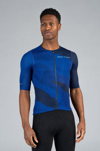 Men's Blue Mesh Cycling Jersey - Reflection Front View