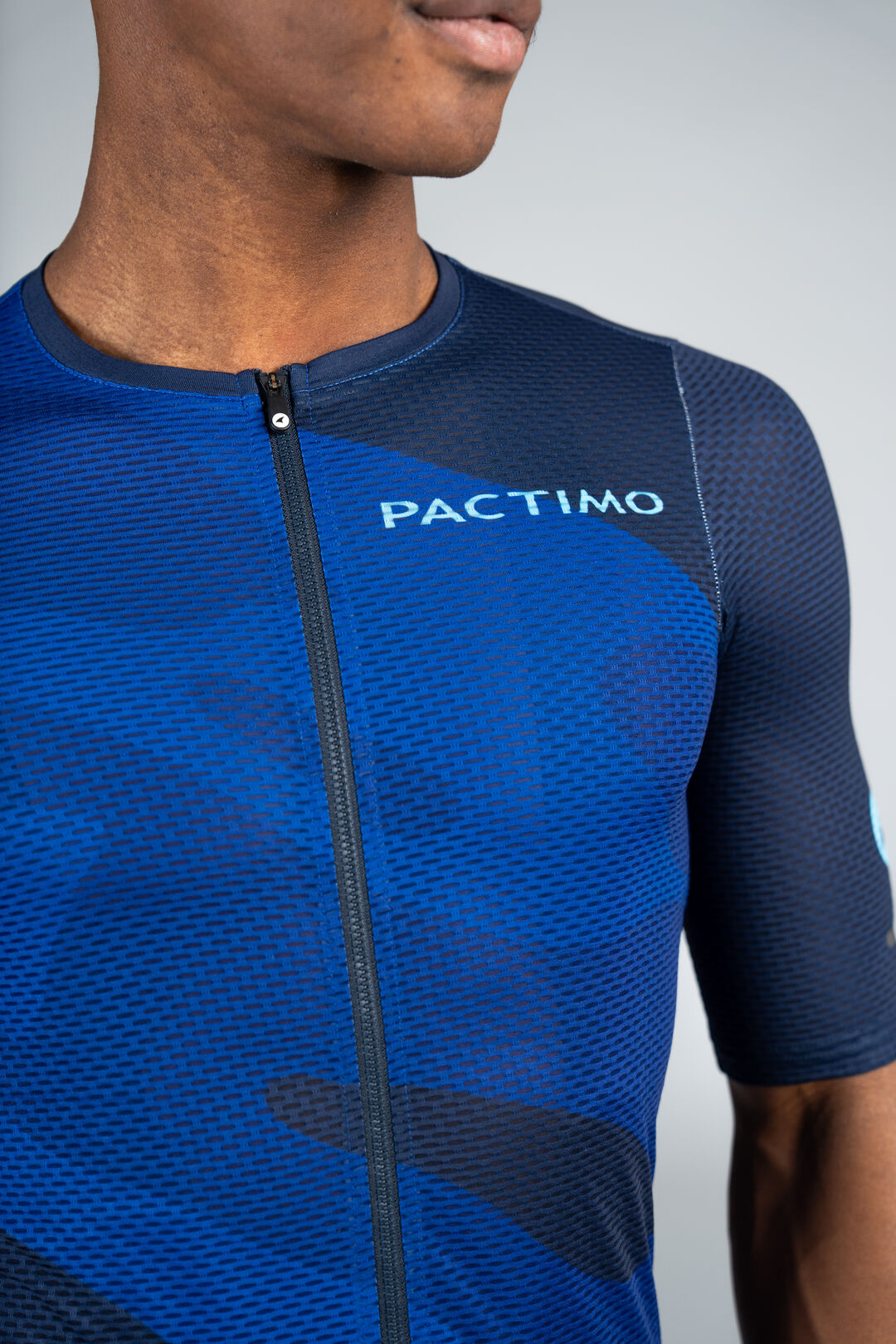 Men's Blue Mesh Cycling Jersey - Reflection Front Zipper