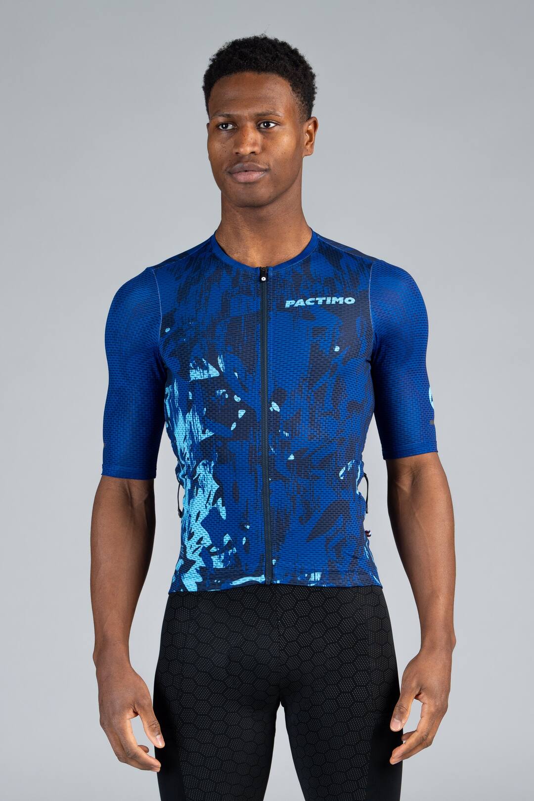 Men's Blue Mesh Gravel Cycling Jersey - Front View