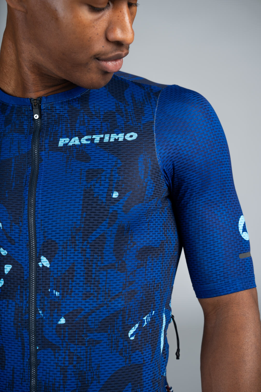 Men's Blue Mesh Gravel Cycling Jersey - Sleeve