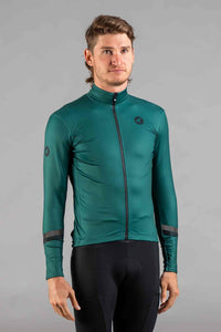 Men's Green Thermal Cycling Jersey - Front View