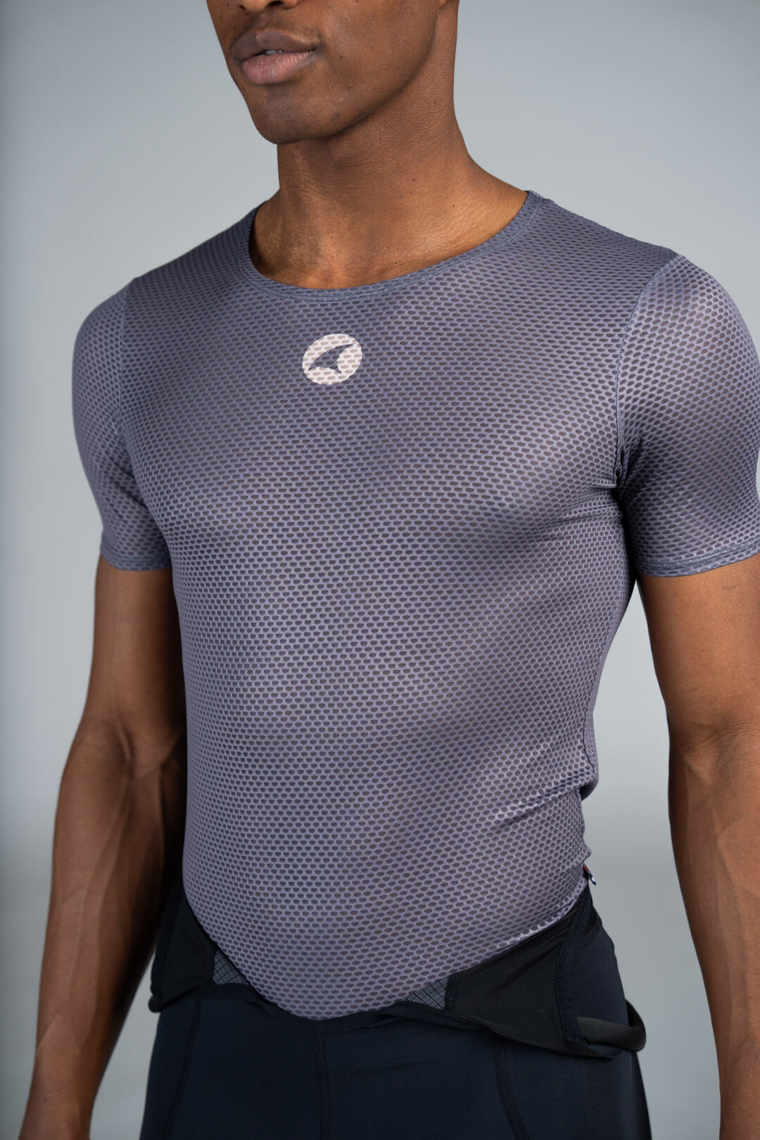 Men's Grey Mesh Cycling Base Layer - Close-Up