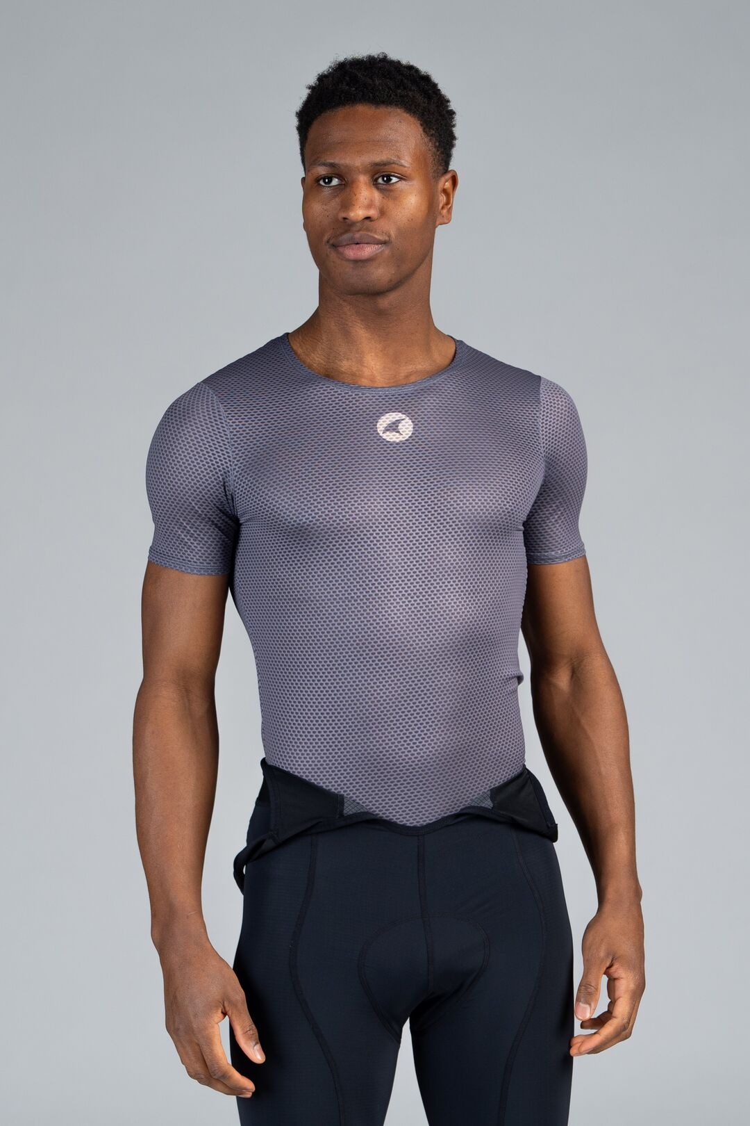 Men's Grey Mesh Cycling Base Layer - Front View