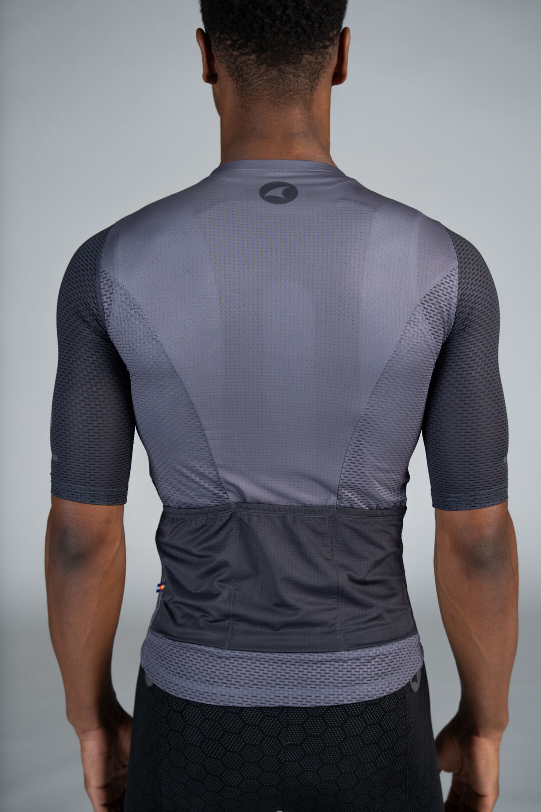 Men's Grey Mesh Cycling Jersey - Back Close-Up