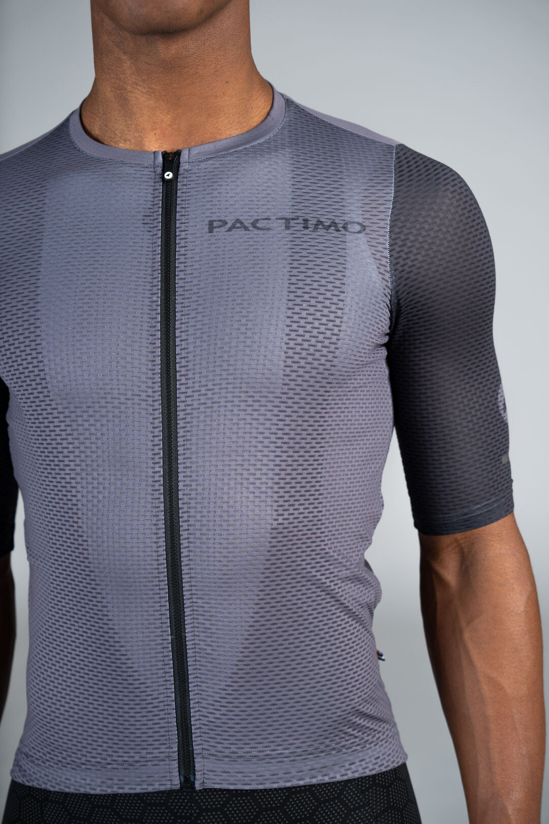 Men's Grey Mesh Cycling Jersey - Front Zipper