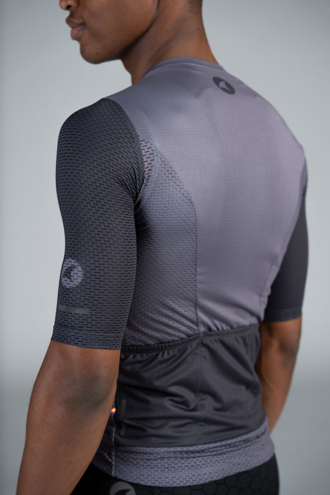 Men's Grey Mesh Cycling Jersey - Sleeve Detail