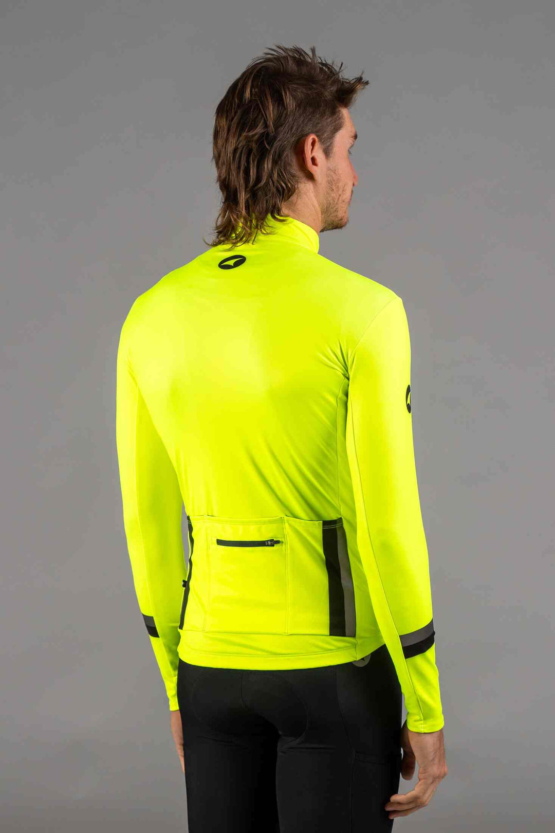 Men's High-Viz Yellow Thermal Cycling Jersey - Back View