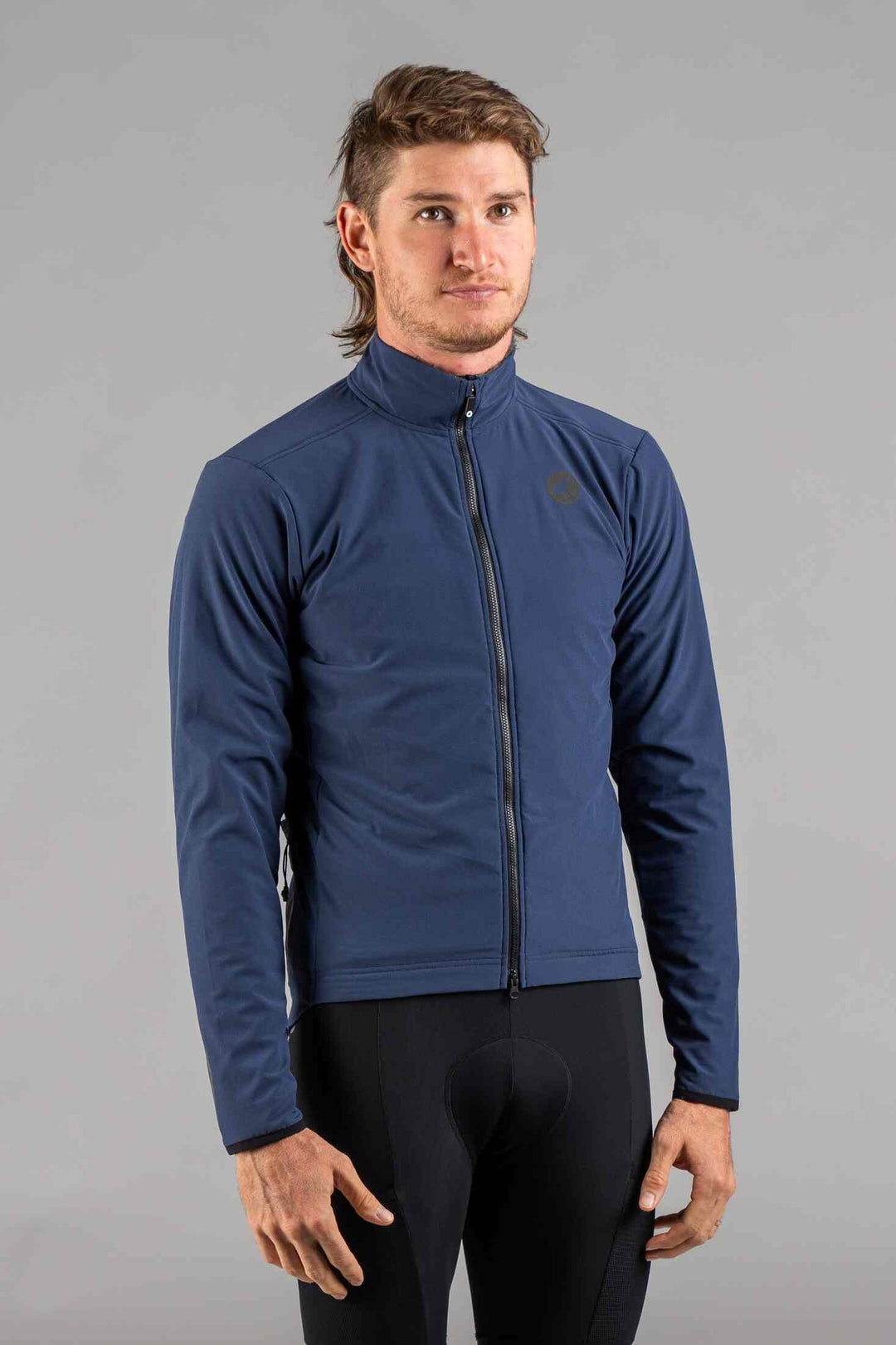 Men's Navy Blue Alpine Thermal Cycling Jacket - Front View