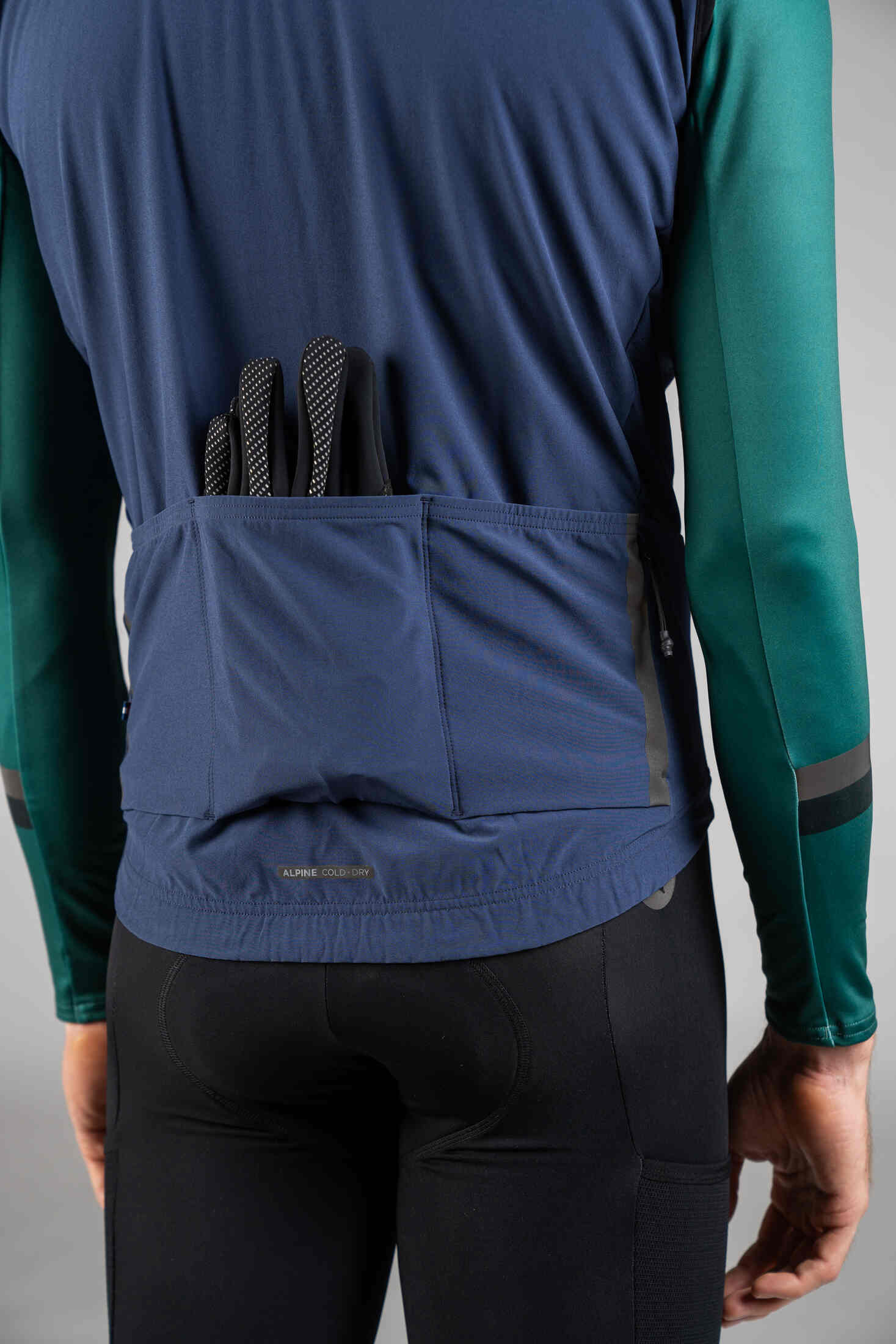 Men's Navy Blue Alpine Thermal Cycling Vest - Back Pockets