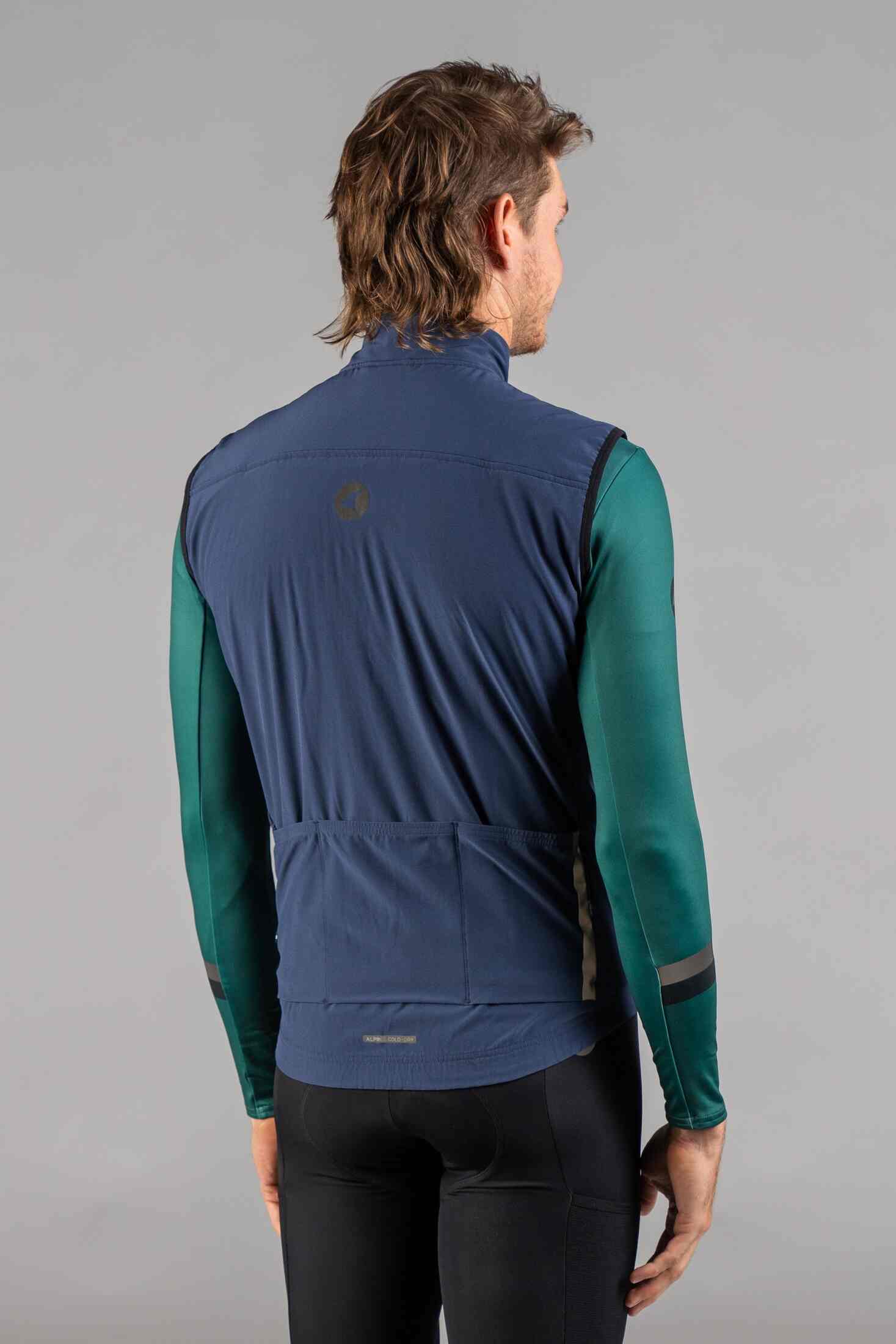 Men's Navy Blue Alpine Thermal Cycling Vest - Back View