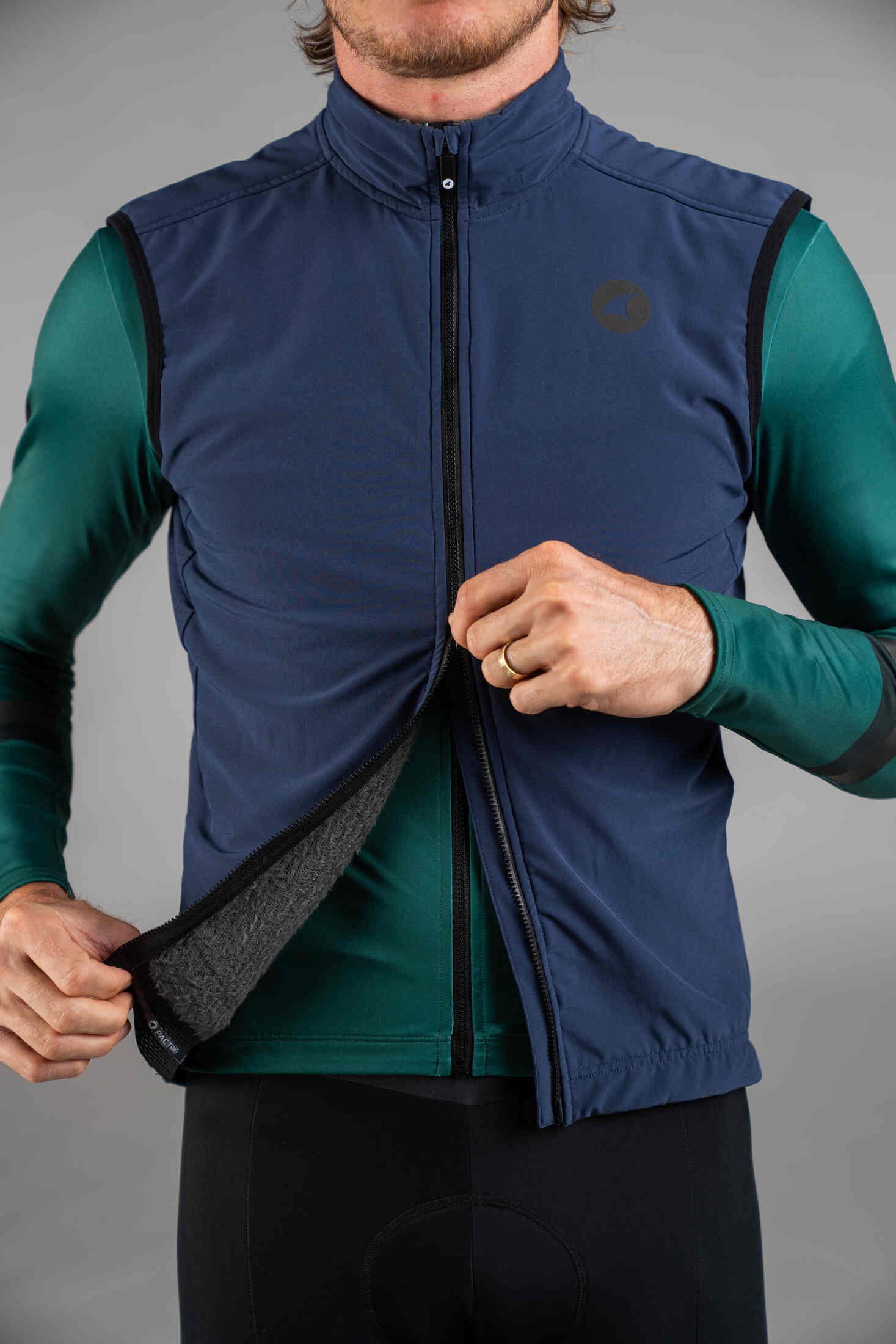 Men's Navy Blue Alpine Thermal Cycling Vest - Two-Way Zipper